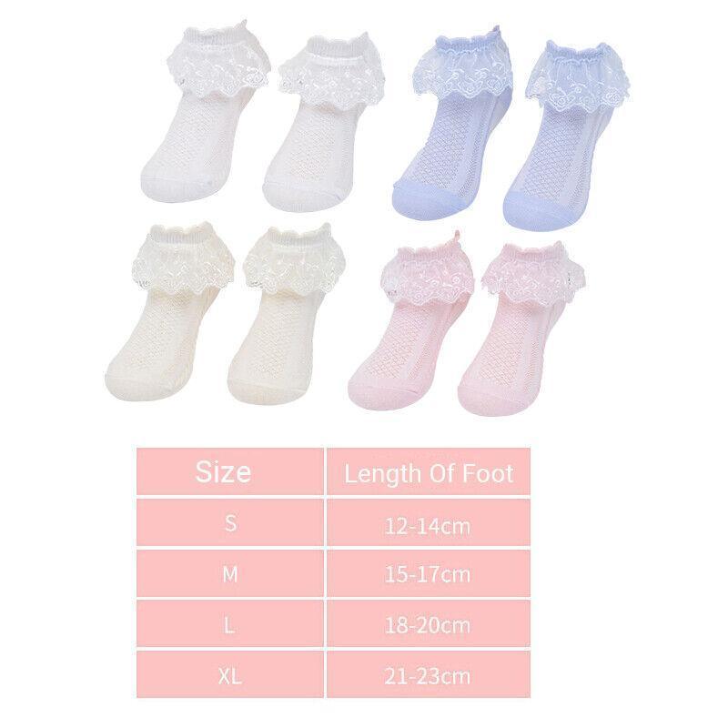 Lace Ruffle Frilly Ankle Socks for Girls, Size S - Yellow - view 15