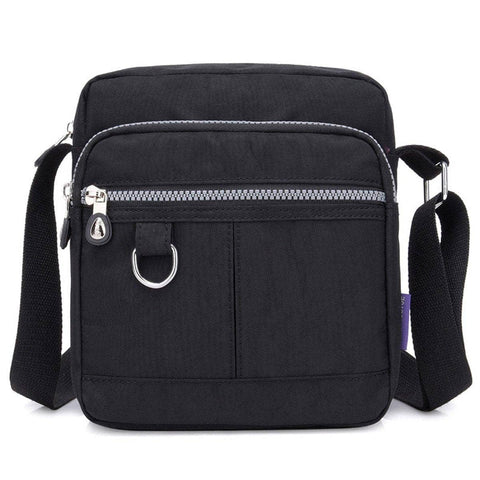 Ladies Nylon Crossbody Shoulder Bag, Lightweight Small Casual Handbag - Black
