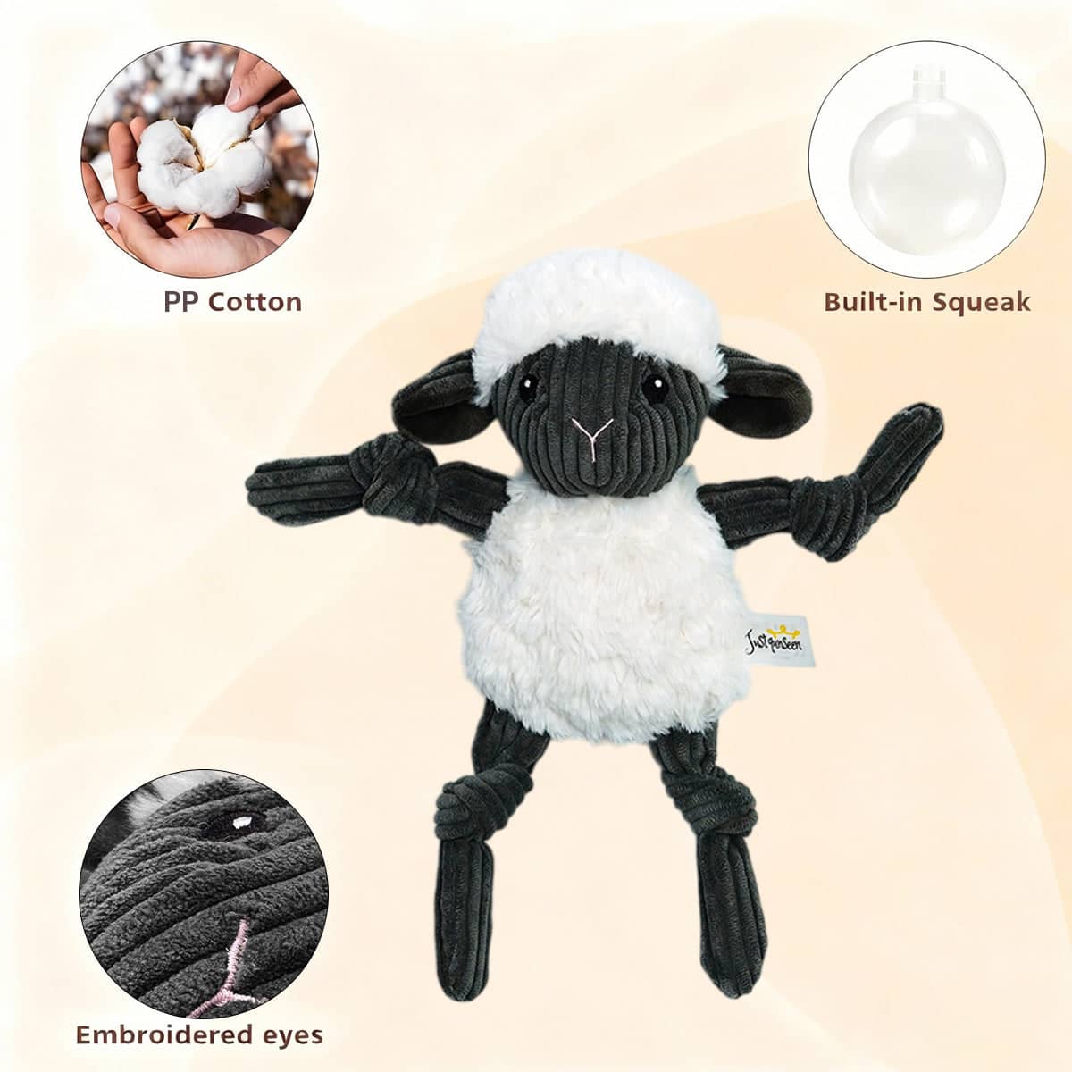 Lamb Shape Pet Chew Toy with Squeaker for Dogs and Puppies - Soft PP Cotton, 27 cm - view 4