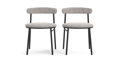 Brosa Lancel Set of 2 Dining Chairs - Pebbled Sand Boucle