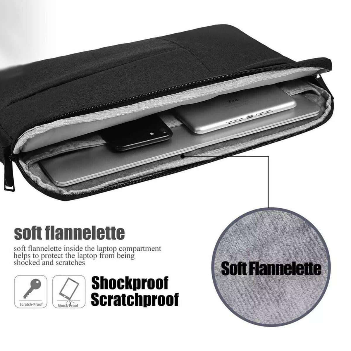 Laptop Sleeve Carry Bag for 15.6 to 16 Inch (39.6 to 40.6cm) Laptops - Black - view 3