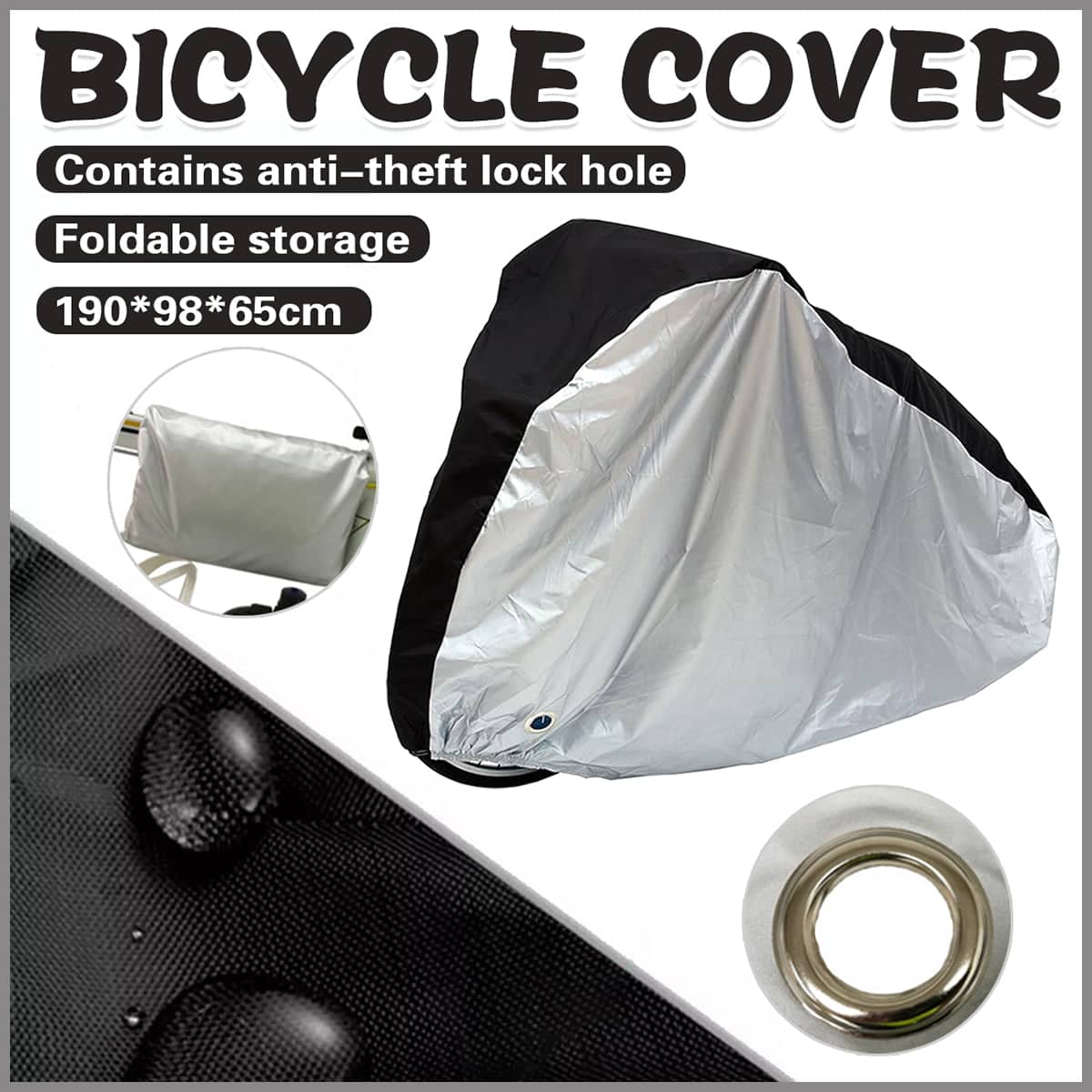 Large Bicycle Cover (190 x 65 x 98 cm), Waterproof Outdoor Rain and Dust Protector