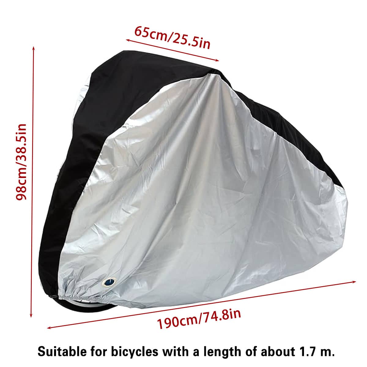 Large Bicycle Cover (190 x 65 x 98 cm), Waterproof Outdoor Rain and Dust Protector - view 3