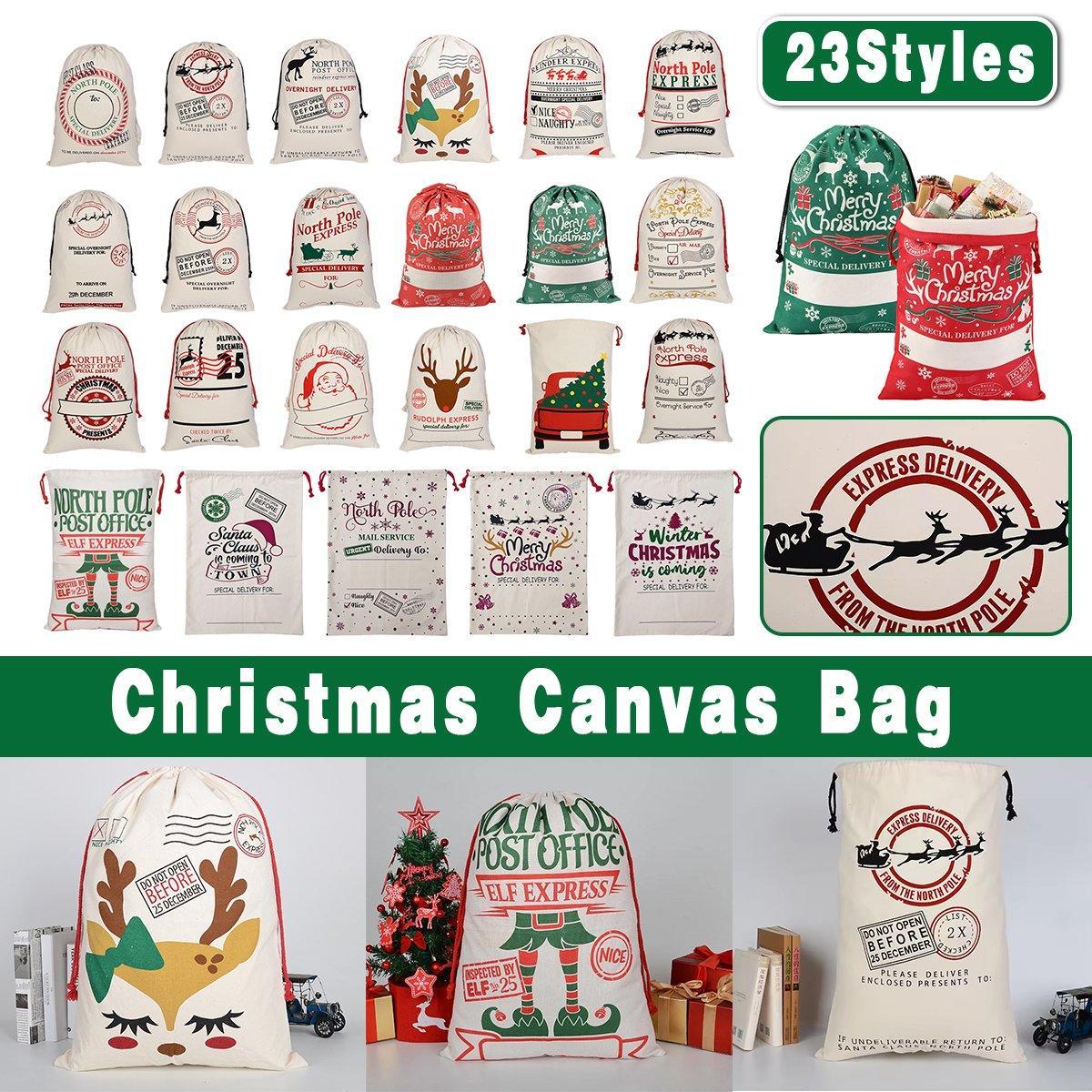 Large Canvas Christmas Santa Sack - North Pole Post Office Christmas Presents Seal - view 2