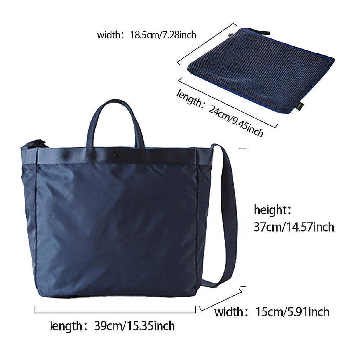 Large Capacity Travel Bag with Shoulder Strap - Blue - view 4