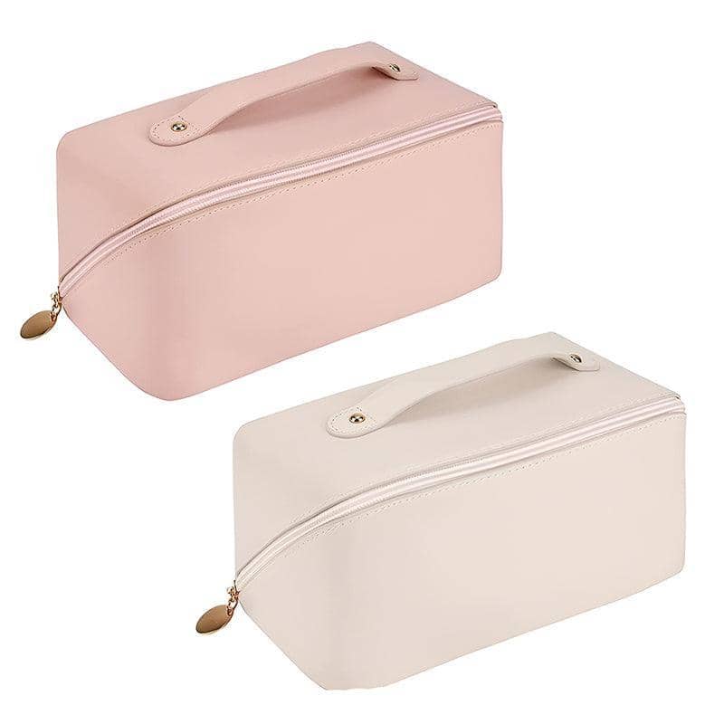 Large Capacity Travel Cosmetic Bag - Pink, PU Leather (23.5 x 10.5 x 11 cm) - view 3