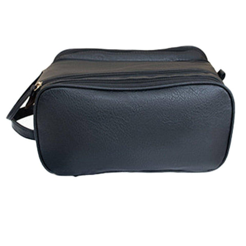 Large Capacity Travel Cosmetic Bag, Waterproof Faux Leather - Black