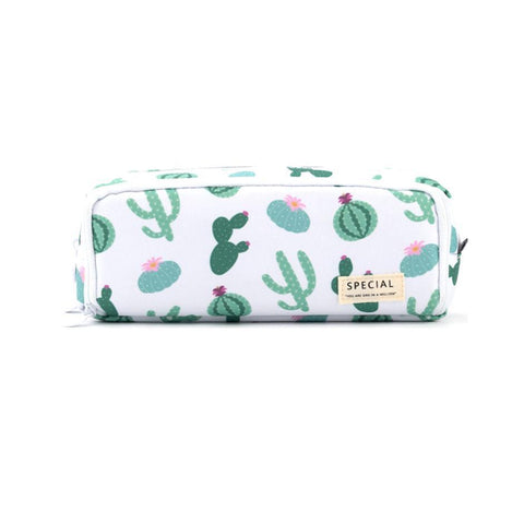 Large Capacity Zipper Pencil Case, Foldable - Cactus Print