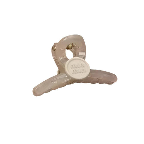 Large Claw Hair Clip for Girls - Taupe with White Centre
