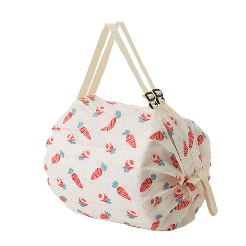 Large Foldable Reusable Shopping Bag, 40 x 40 x 68 cm - Cream Carrot Print