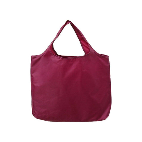 Large Foldable Waterproof Shopping Bag - Wine Red