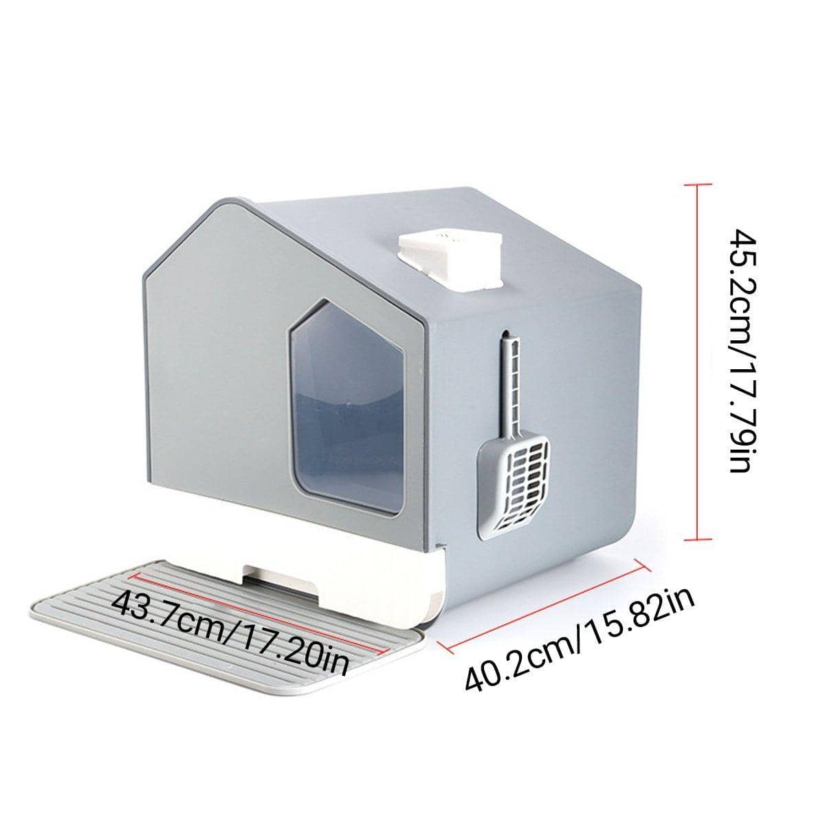 Large Fully Enclosed Cat Litter Box with Drawer Tray, Scoop and Vent Cover - view 3