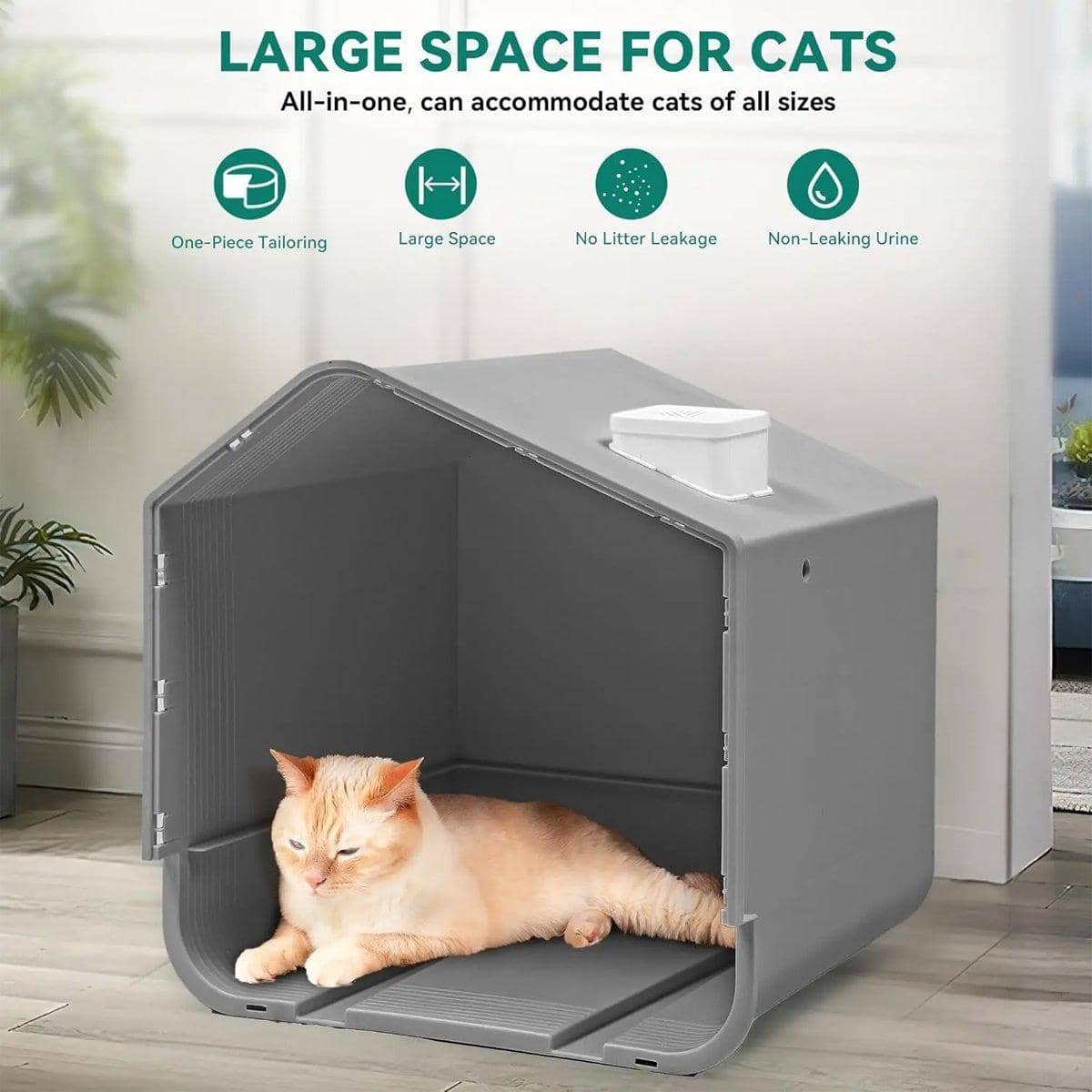 Large Fully Enclosed Cat Litter Box with Drawer Tray, Scoop and Vent Cover - view 5