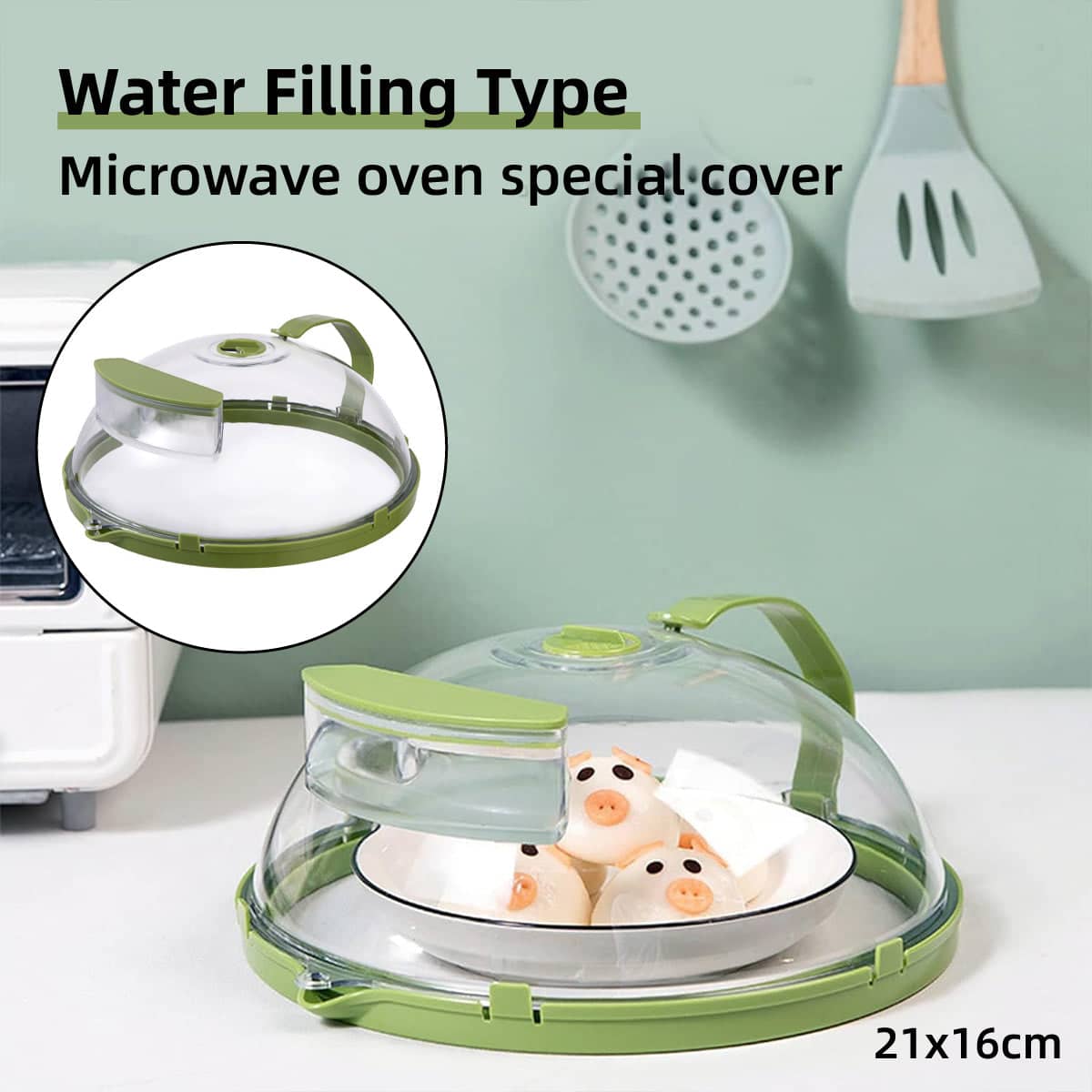 Large Microwave Splatter Cover 26 cm, Heat Resistant Water Filled Food Plate Guard - view 4