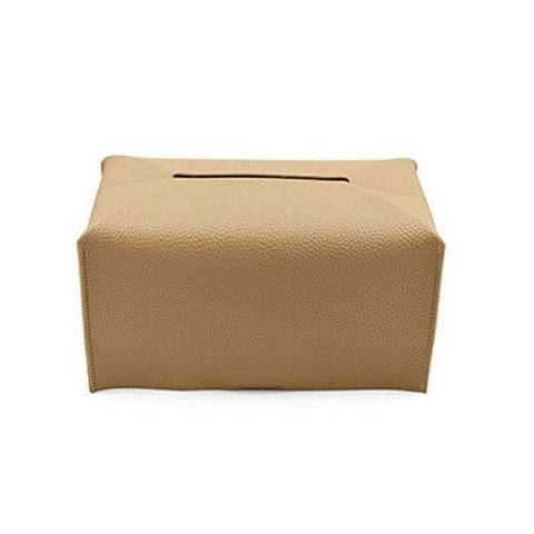 Large PU Leather Tissue Box Cover - Tan