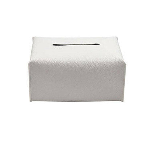 Large PU Leather Tissue Box Cover - White