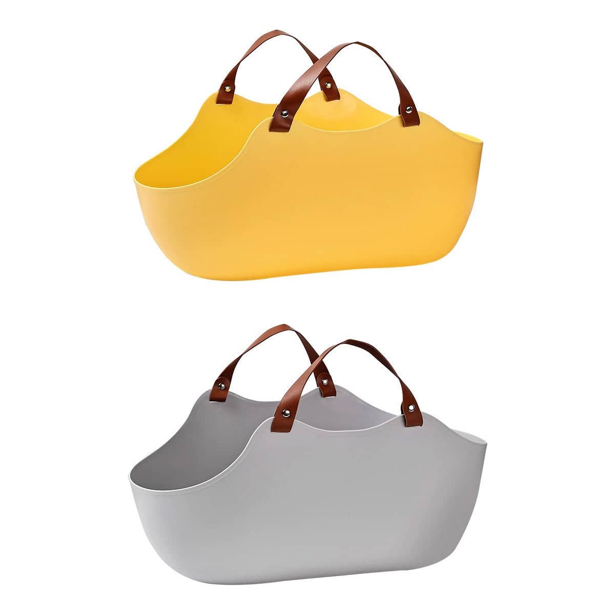 Large Semi-Enclosed Cat Litter Tray with Scoop and Handles - Yellow - view 3