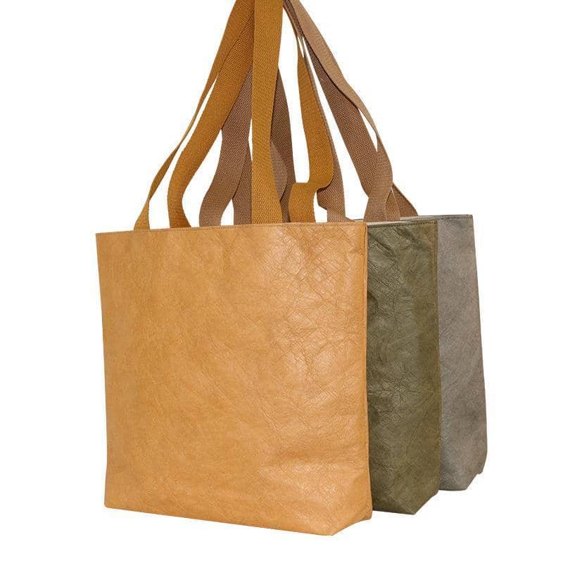 Large Waterproof Paper Tote Bag, Lightweight and Durable - Grey - view 3