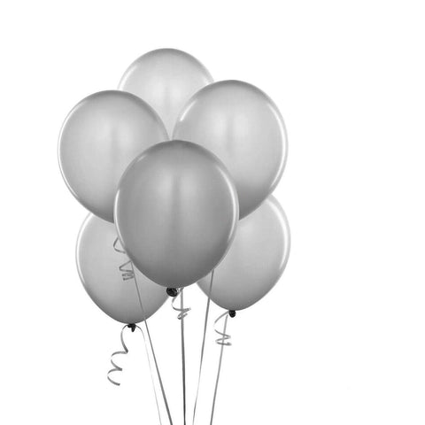 10 Inch (25 cm) Latex Party Balloons, Pack of 100 - Silver