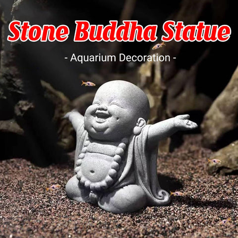 Laughing Buddha Statue Stone Look Cement Figurine for Fish Tanks and Gardens