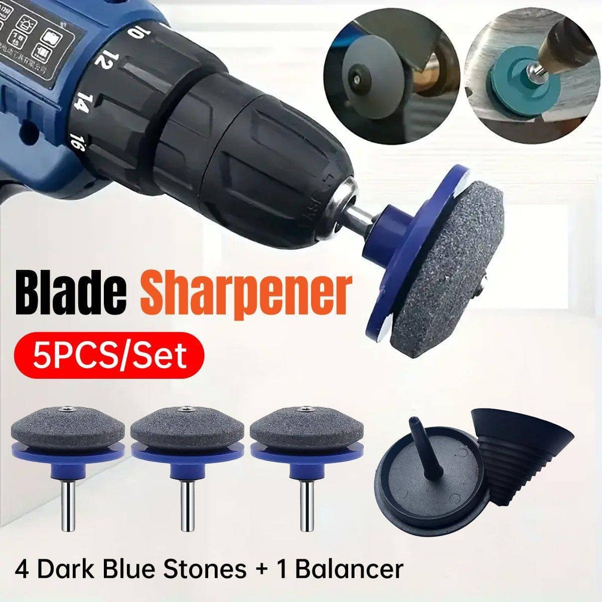 Lawn Mower Blade Sharpener and Balancer Set, 5 Piece