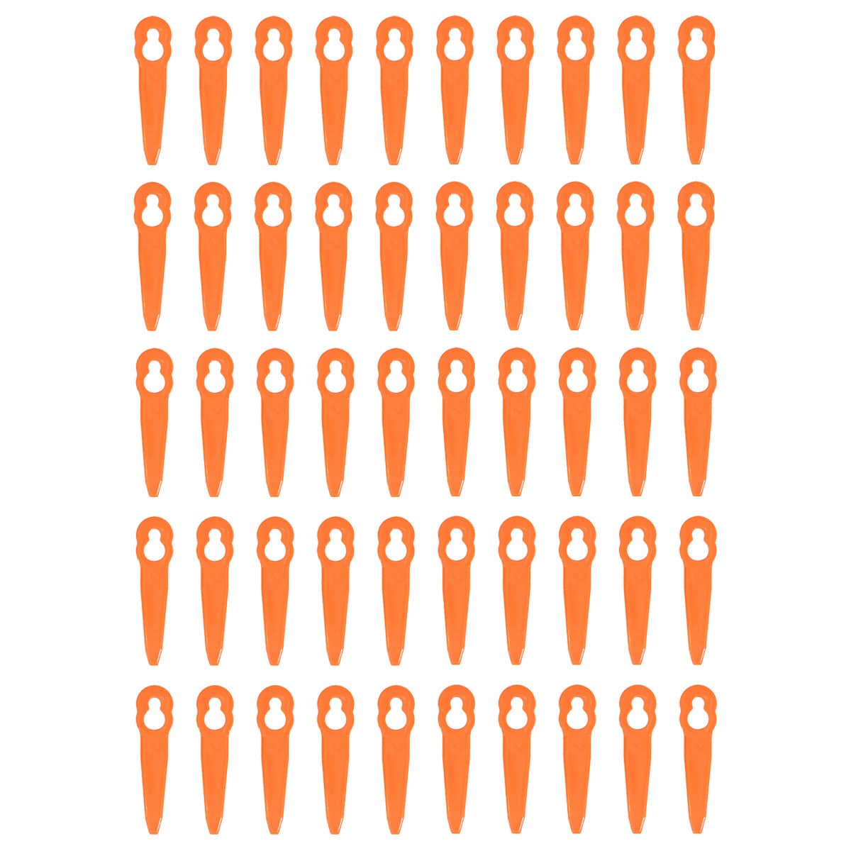 Lawn Mower Plastic Blades, 50 Pack - Orange Replacement Blades for Grass Cutting - view 2