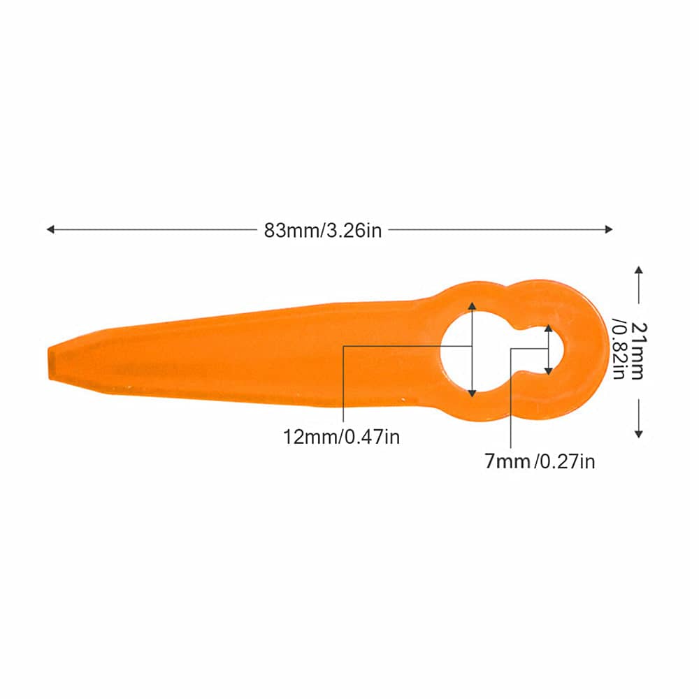 Lawn Mower Plastic Blades, 50 Pack - Orange Replacement Blades for Grass Cutting - view 3