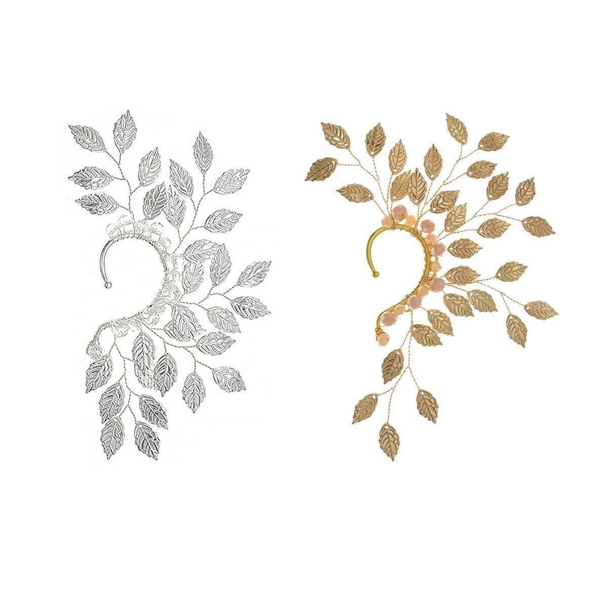 Leaf Ear Cuff with Copper Wire for Left Ear - Silver - view 3
