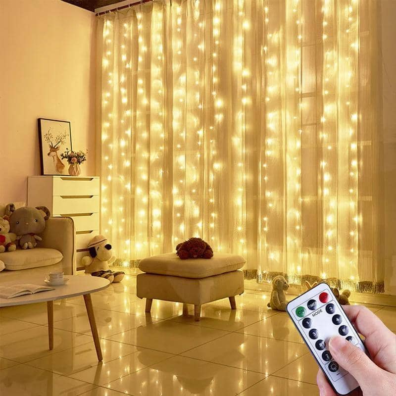 LED Curtain Fairy String Lights, 3 m x 3 m, 300 LEDs - Warm White - view 4