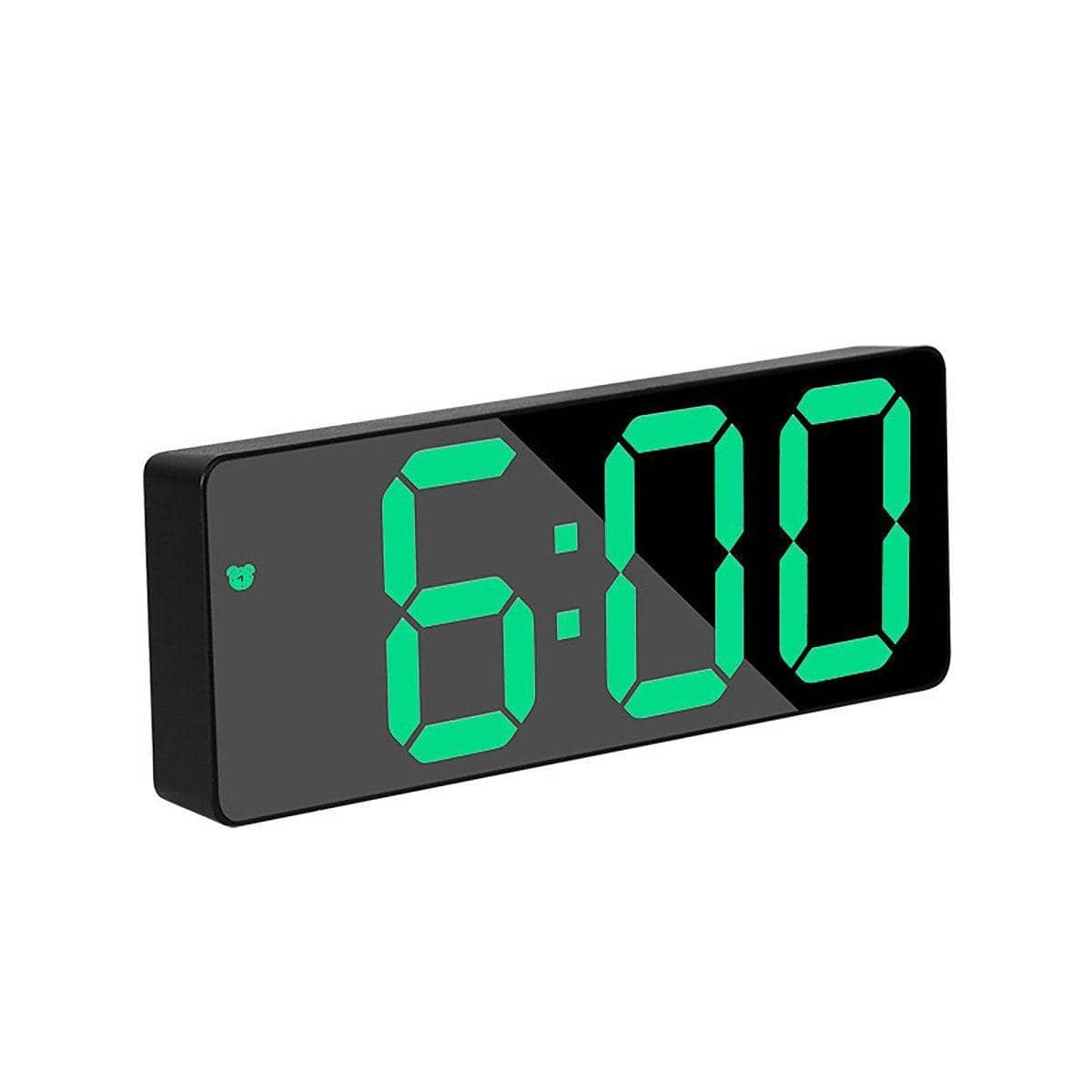 LED Digital Alarm Clock with Large Display and Temperature - Green
