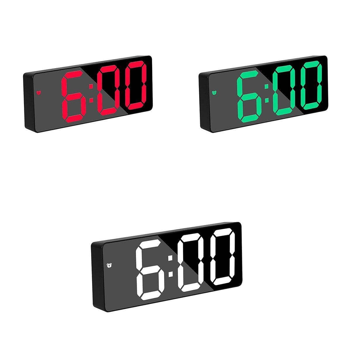 LED Digital Alarm Clock with Large Display and Temperature - Green - view 3