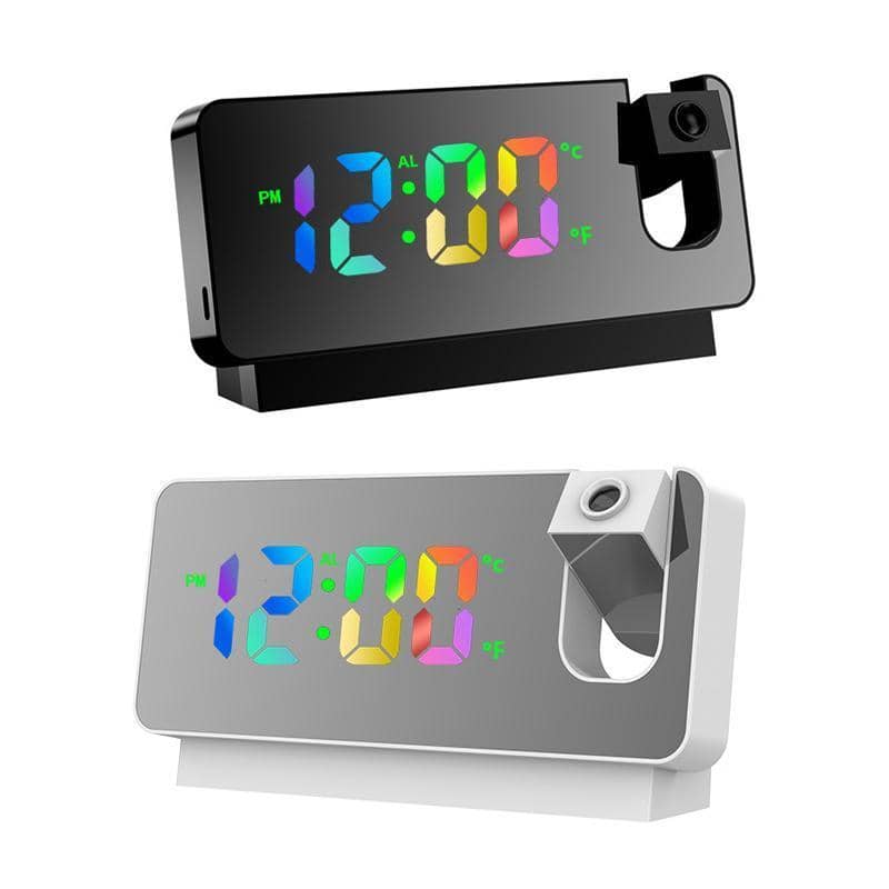 LED Projection Alarm Clock with Time and Temperature Display - Black - view 3