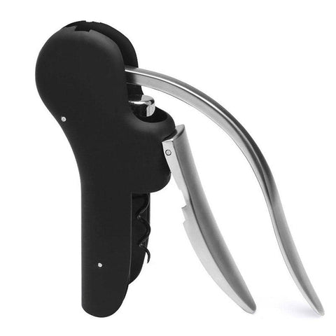 Lever Wine Bottle Opener, Zinc Alloy Corkscrew - Black