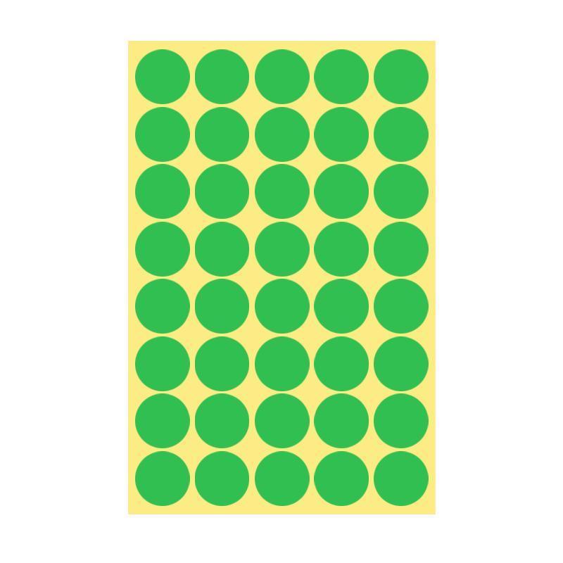Light Green Round Sticker Dots Adhesive Labels - 25mm, 40 Dots, 1 Sheet
