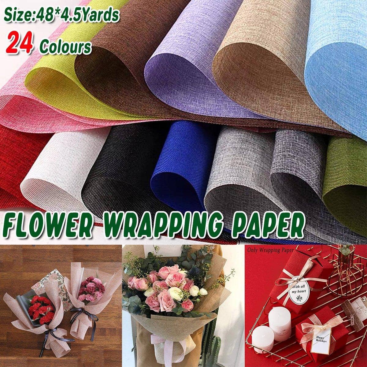 Linen Texture Wrapping Paper Roll for Florists and DIY Crafts, 48 cm x 4.5 Yards - Mint Green - view 2