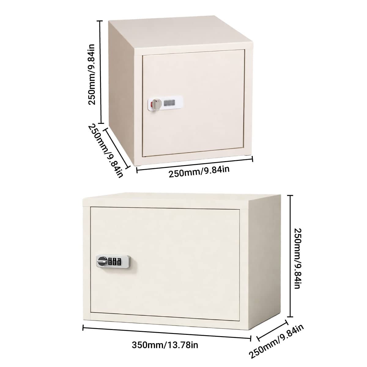 Lockable Desktop Storage Cabinet - 35 x 25 x 25 cm, off-White - view 4