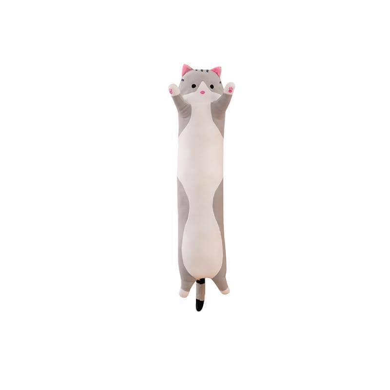 Long Cat Plush Hug Pillow, Grey - 40 cm