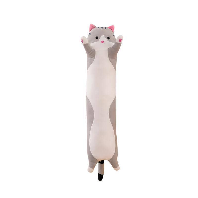Long Cat Plush Hug Pillow, Grey - 60 cm