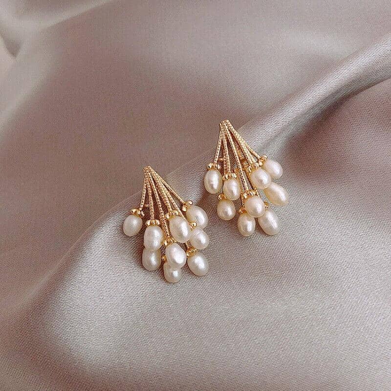Long Eardrop Dangle Earrings for Women - Gold-Tone Looped Top with Sparkling Line - view 4