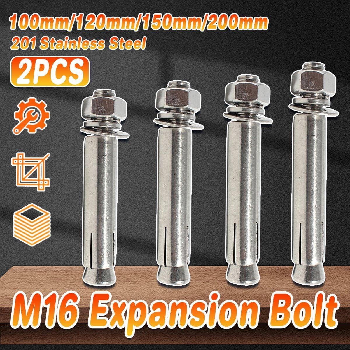 M16 Stainless Steel Hexagon Expansion Bolts, Pack of 2 - 100 mm Long - view 2