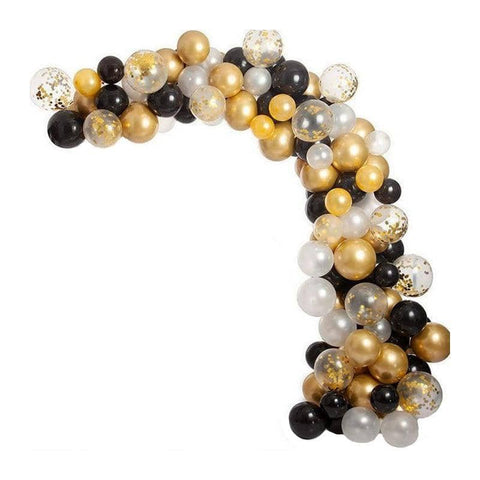 Macaron Balloon Arch Garland Kit - Black and Gold, Pack of 120