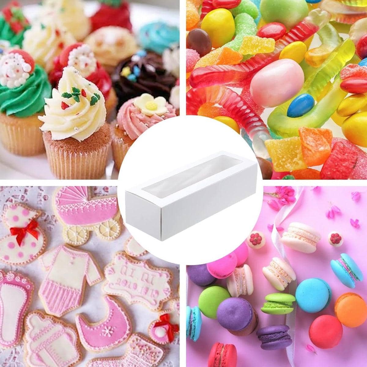 Macaron Boxes with Window, White Kraft Paper, Pack of 50 - view 4
