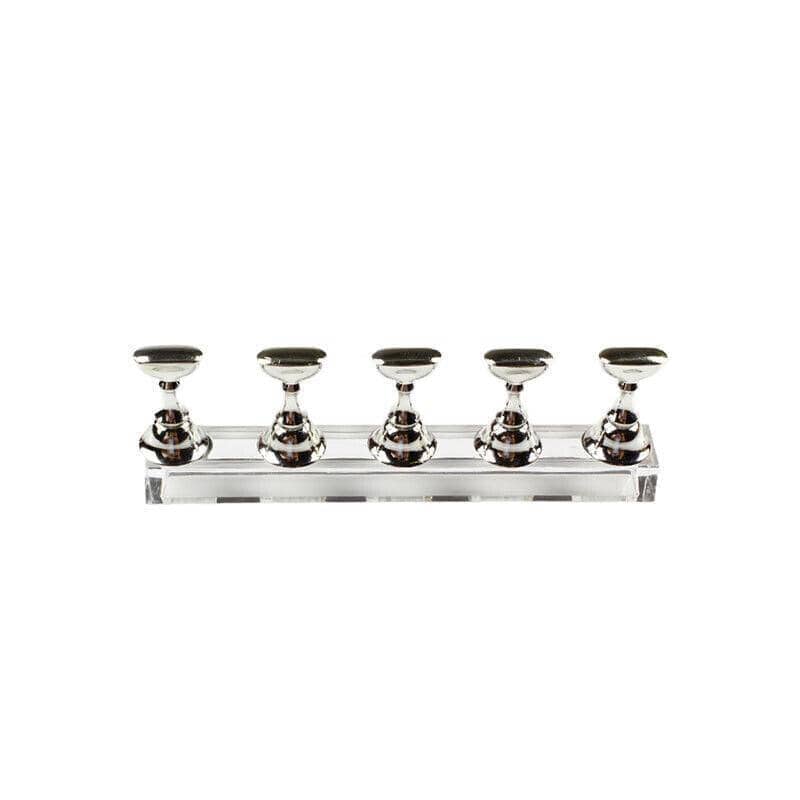 Magnetic Acrylic Nail Art Display Stand with Tip Holders - Silver