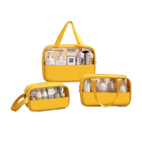 Makeup Bag Set, Pack of 3 Waterproof Travel Storage Bags - Yellow