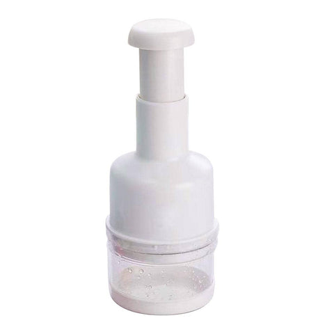 Manual Garlic and Vegetable Chopper with Stainless Steel Blades - White