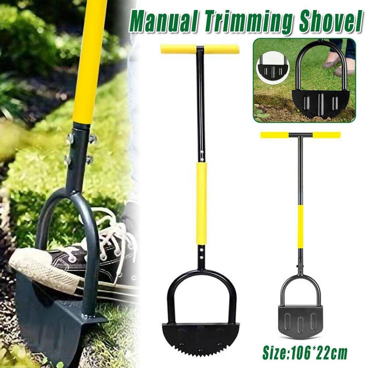 Manual Half Moon Lawn Edging Tool with T-Handle - Sharp Edge - view 2