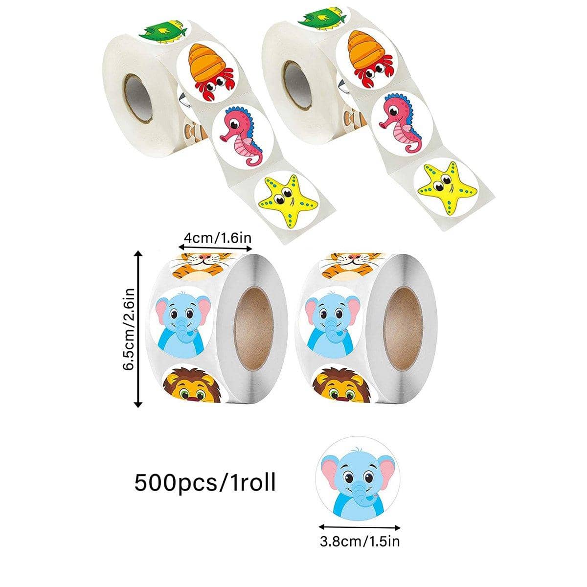 Marine Animal Thank You Stickers, 2 Rolls of 500 for Gift Labels - Marine Animal - view 4