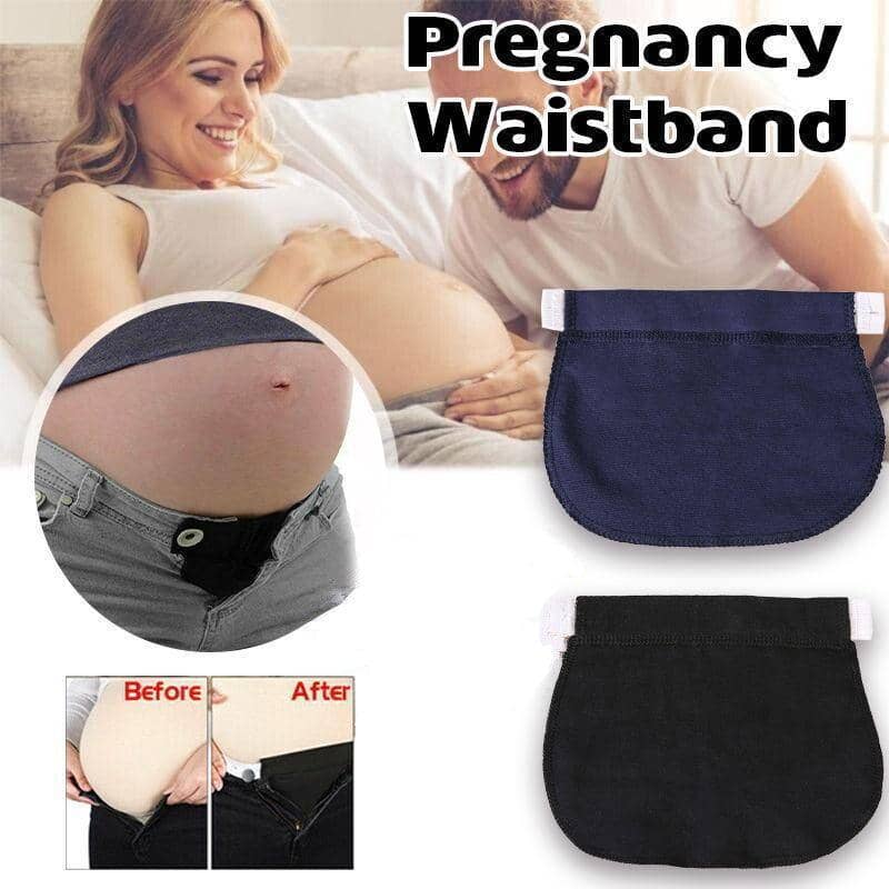 Maternity Pregnancy Waistband Extender, Adjustable Elastic Waist Button Belt - Blue - view 2