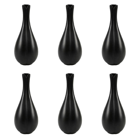 Matte Ceramic Bud Vases - Black, 6 Pack, 23 cm