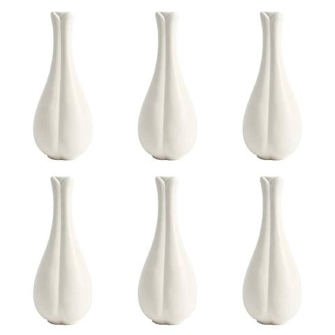 Matte Ceramic Bud Vases - White, 6 Pack, 23 cm